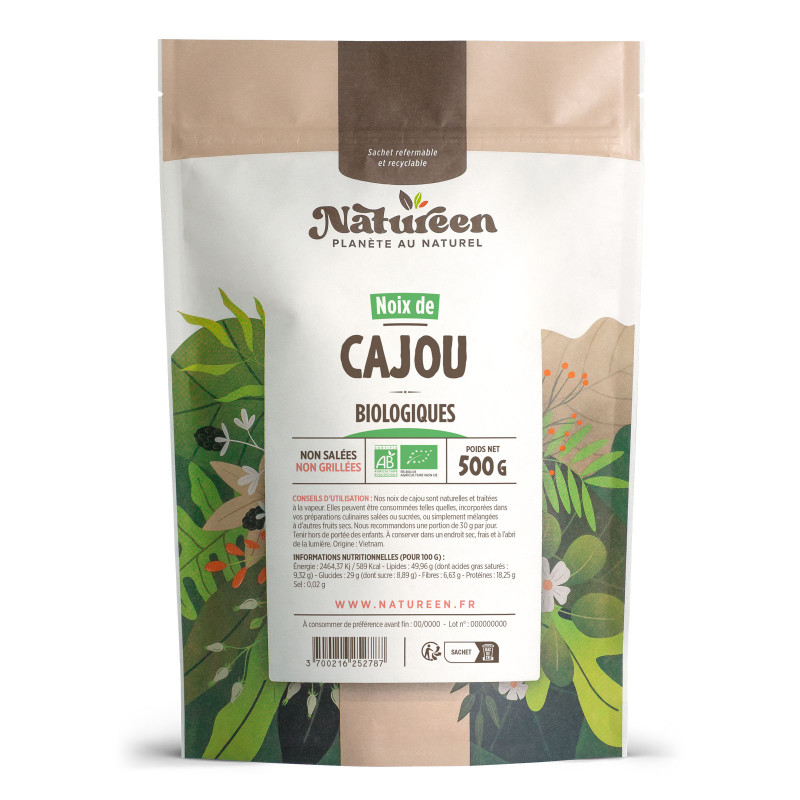 Noix de Cajou Bio 1 kg - Décortiquées - Non Salées - Non Grillées :  : Epicerie