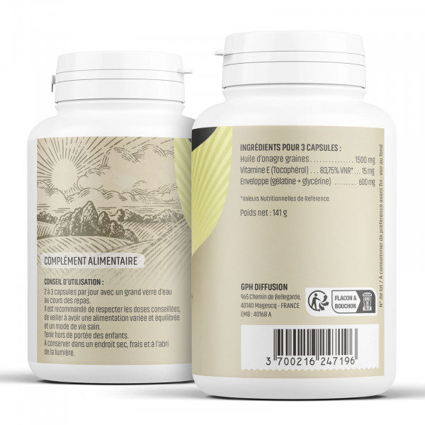Onagre - 500 mg - 200 capsules - Herbes & Plantes