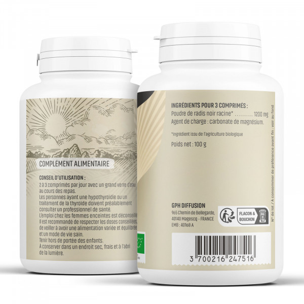 Radis noir Bio - 400 mg - 200 comprimés - H&P