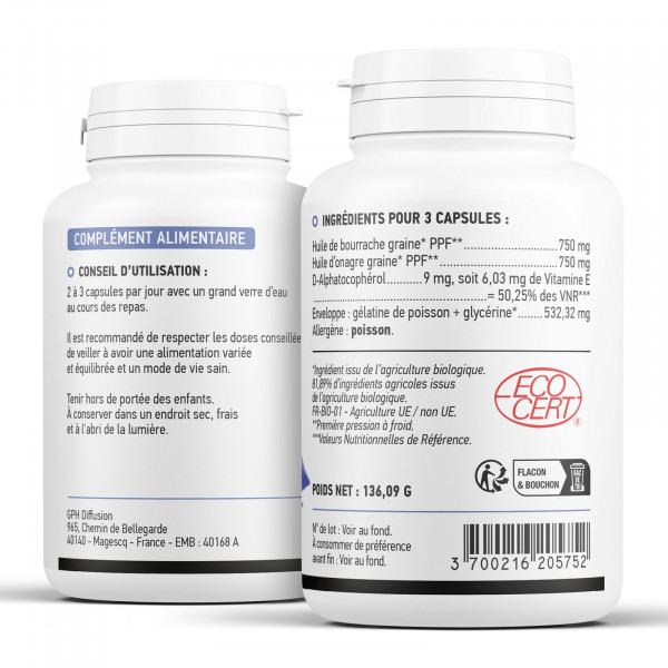 Bourrache - Onagre Ecocert - 200 capsules