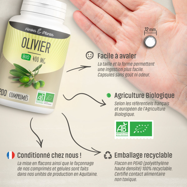 Olivier Bio - 400 mg - 200 comprimés - H&P