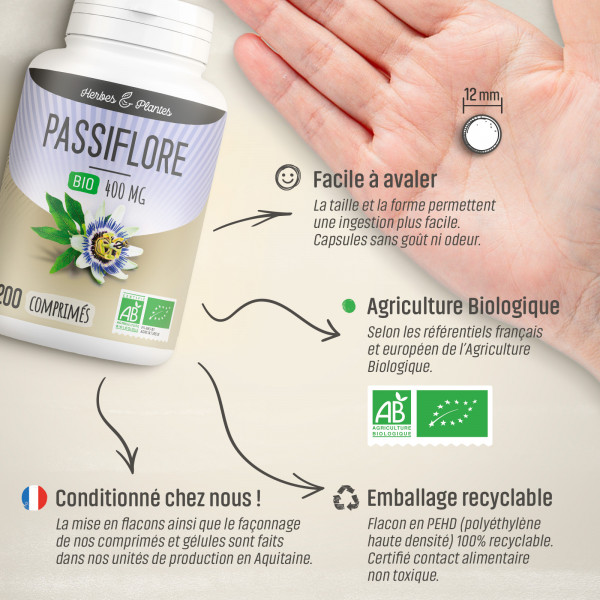 Passiflore Bio - 400 mg - 200 comprimés - H&P
