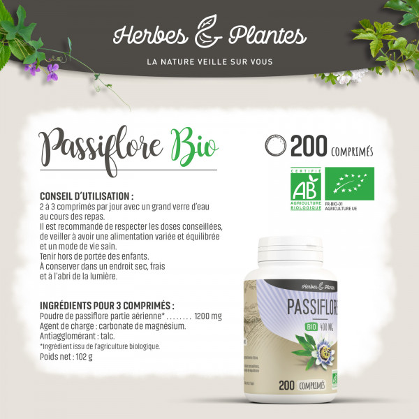 Passiflore Bio - 400 mg - 200 comprimés - H&P