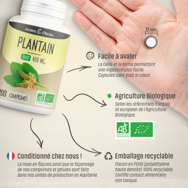 Plantain Bio - 400 mg - 200 comprimés - H&P