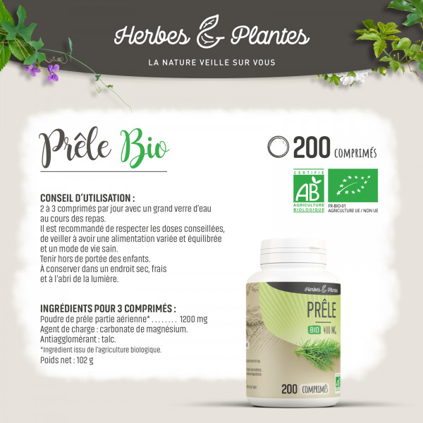 Prêle Bio - 400 mg - 200 comprimés - H&P