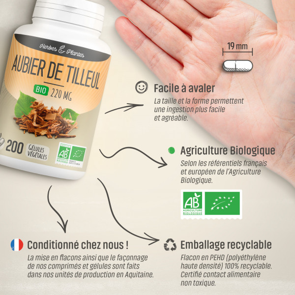 Aubier de Tilleul Bio - 220 mg - Gélules végétales