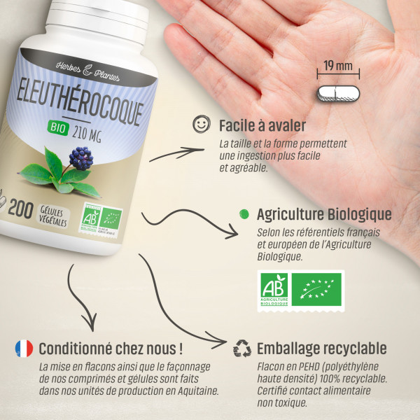 Eleuthérocoque Bio - 210 mg - Gélules végétales