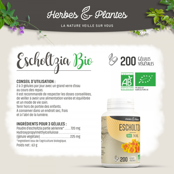 Escholtzia Bio - 240 mg - Gélules végétales