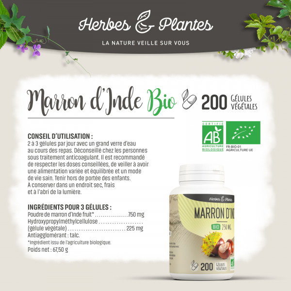Marron d'Inde Bio - 250 mg - Gélules végétales