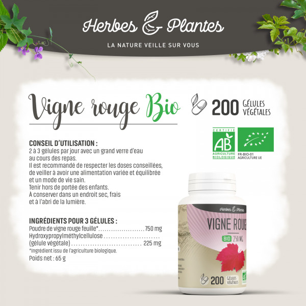 Vigne Rouge Bio - 250 mg - Gélules végétales