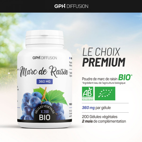 Marc de Raisin Bio - 360mg - Gélules végétales