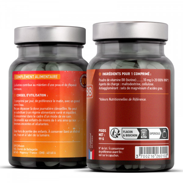 Vitamine B8 Biotine 10 000 µg 365 comprimés