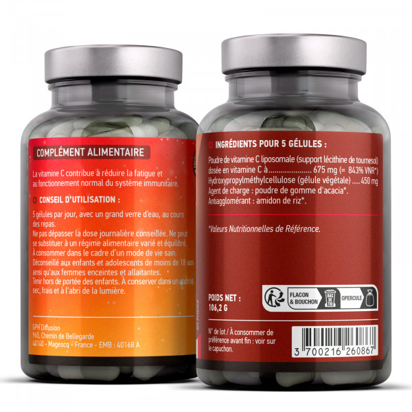 Vitamine C Liposomale 200 mg - Gélules végétales