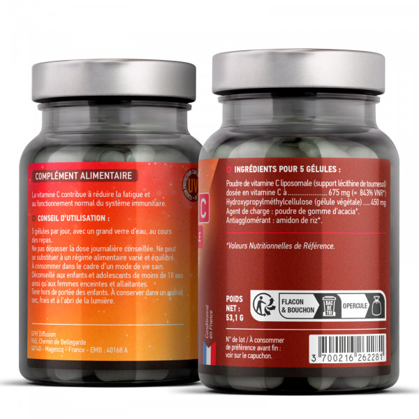 Vitamine C Liposomale 200 mg - Gélules végétales