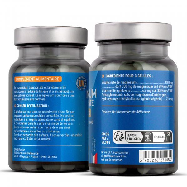 Magnésium Bisglycinate + Vitamine B6 - 500 mg