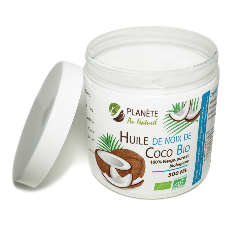 Huile de coco Bio Premium, vierge, pressée à froid, crue, 500ml