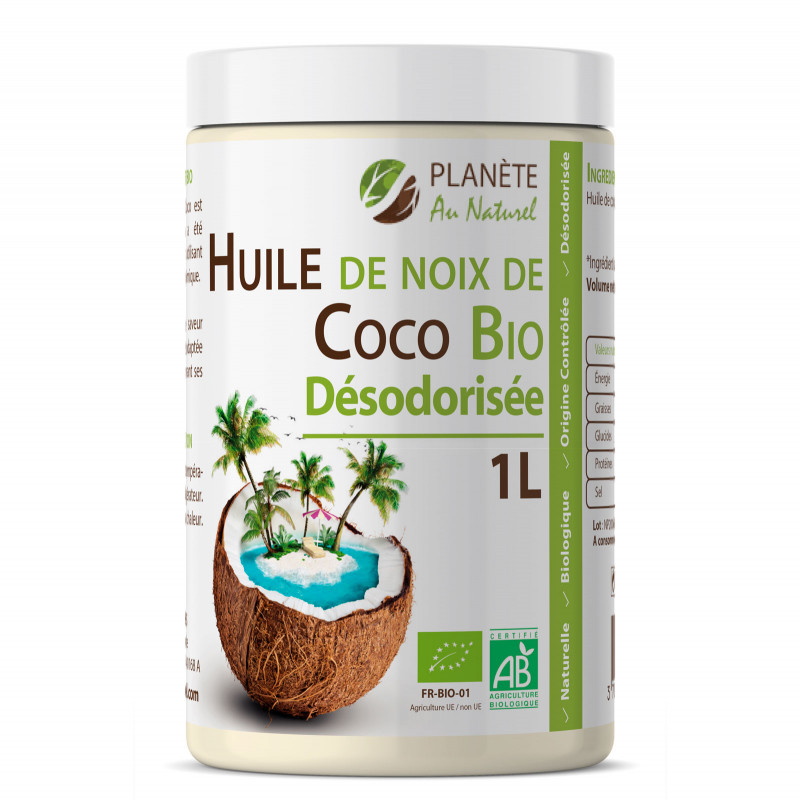 Huile de coco bio 100% naturelle désodorisée chez carrefour dietetique